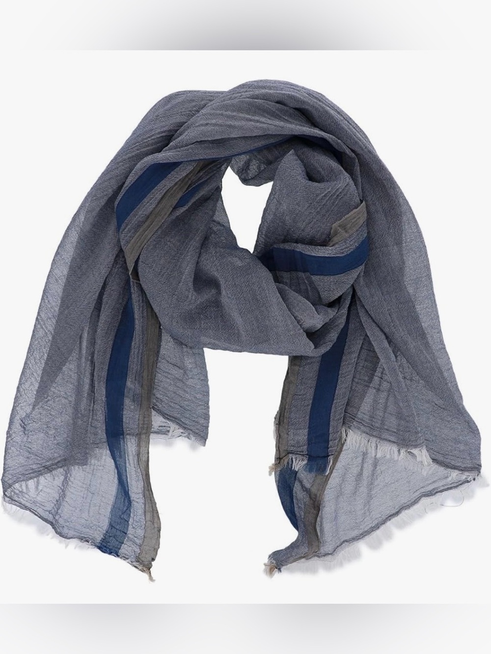 chic Gray Scarf with Navy and Charcoal Stripes 70 long x 36 inches wide